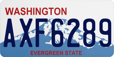 WA license plate AXF6289