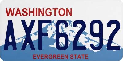 WA license plate AXF6292