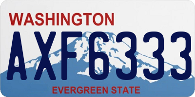 WA license plate AXF6333