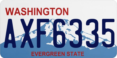 WA license plate AXF6335