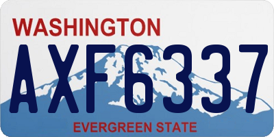 WA license plate AXF6337