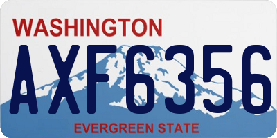 WA license plate AXF6356