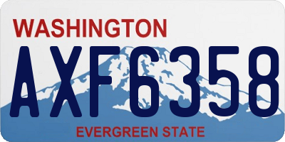 WA license plate AXF6358