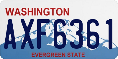 WA license plate AXF6361