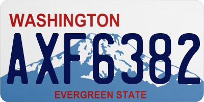 WA license plate AXF6382