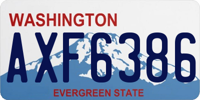 WA license plate AXF6386