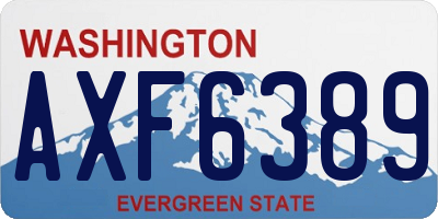 WA license plate AXF6389