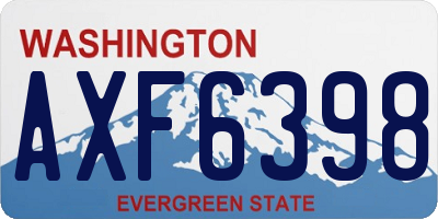 WA license plate AXF6398