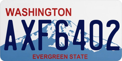 WA license plate AXF6402
