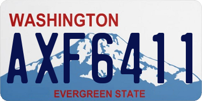 WA license plate AXF6411