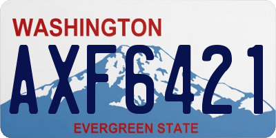 WA license plate AXF6421