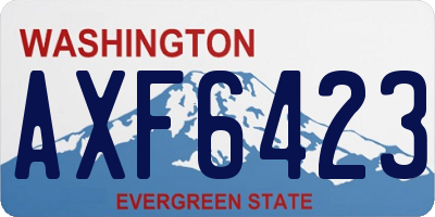 WA license plate AXF6423
