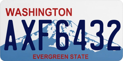 WA license plate AXF6432