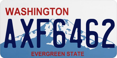 WA license plate AXF6462