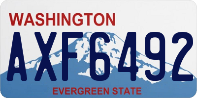 WA license plate AXF6492