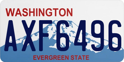 WA license plate AXF6496
