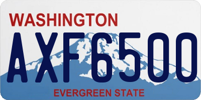 WA license plate AXF6500
