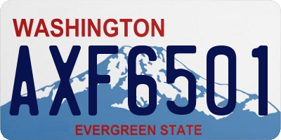 WA license plate AXF6501