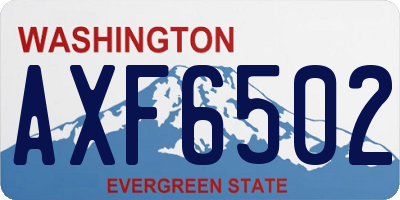 WA license plate AXF6502