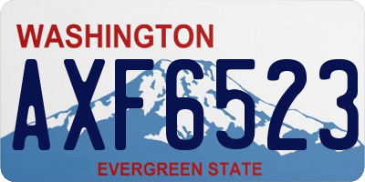 WA license plate AXF6523