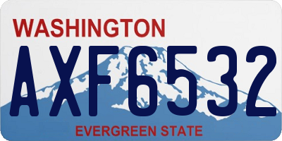 WA license plate AXF6532