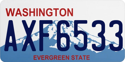 WA license plate AXF6533