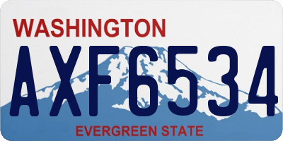 WA license plate AXF6534