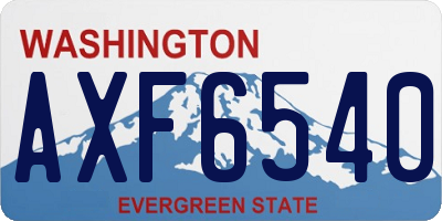 WA license plate AXF6540