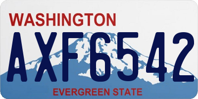 WA license plate AXF6542
