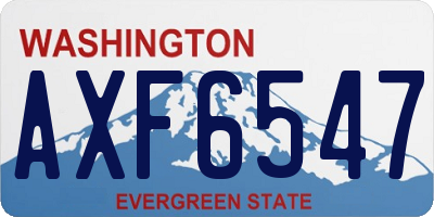 WA license plate AXF6547