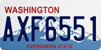 WA license plate AXF6551