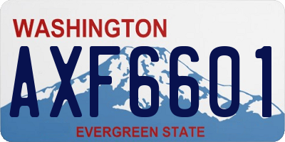 WA license plate AXF6601
