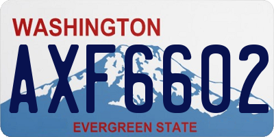 WA license plate AXF6602