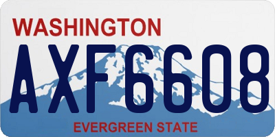 WA license plate AXF6608