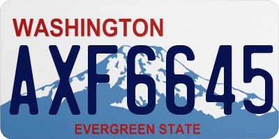 WA license plate AXF6645