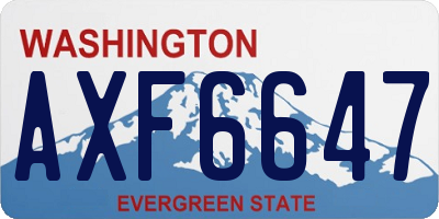 WA license plate AXF6647
