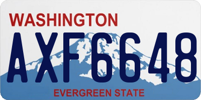 WA license plate AXF6648