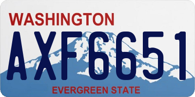 WA license plate AXF6651