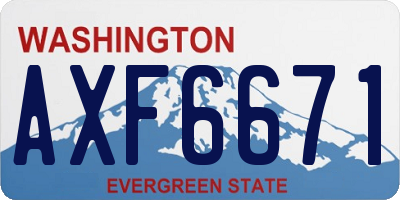 WA license plate AXF6671