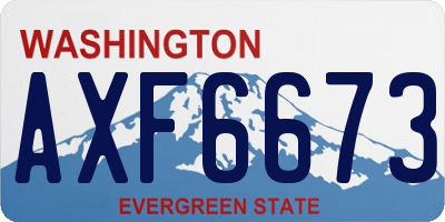 WA license plate AXF6673