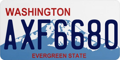 WA license plate AXF6680