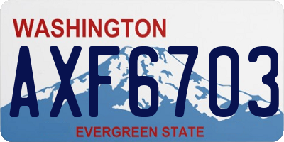 WA license plate AXF6703