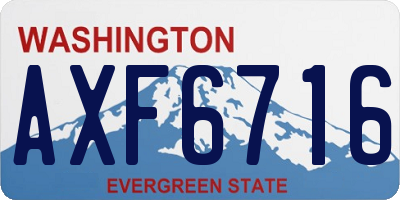 WA license plate AXF6716