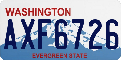 WA license plate AXF6726
