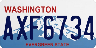 WA license plate AXF6734