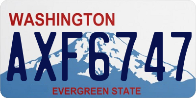 WA license plate AXF6747