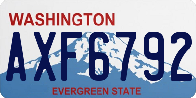 WA license plate AXF6792