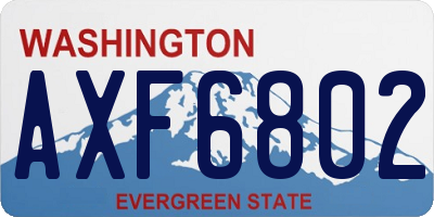 WA license plate AXF6802