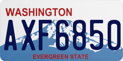 WA license plate AXF6850