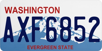WA license plate AXF6852